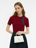 Tencel Blend Burgundy Women Knit Top GOELIA