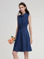 Denim A-Line Sleeveless Women Mini Dress GOELIA