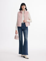 [Preview] 100% Shearling Wool Stand Collar Women Vest GOELIA