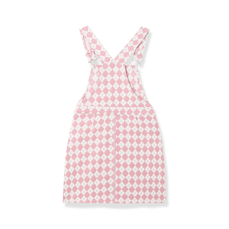 Goelia Pink Jacquard Denim Pinafore Mini Dress