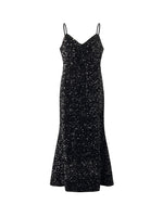 Velvet Sequins Women Strap Midi Dress GOELIA