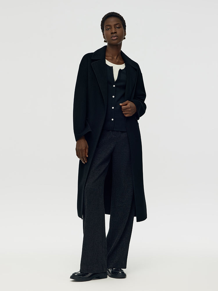 Alpaca Wool Belted Women Overcoat