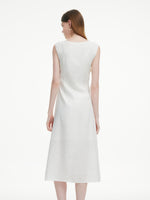 100% Linen Side Tie Women Sleeveless Maxi Dress GOELIA