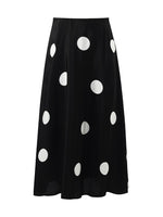 16 Momme Mulberry Silk Polka Dots Printed A-Line Women Half Skirt GOELIA