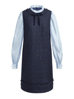 Wool Blend Tweed Sequins Faux Two-Piece Women Mini Dress GOELIA