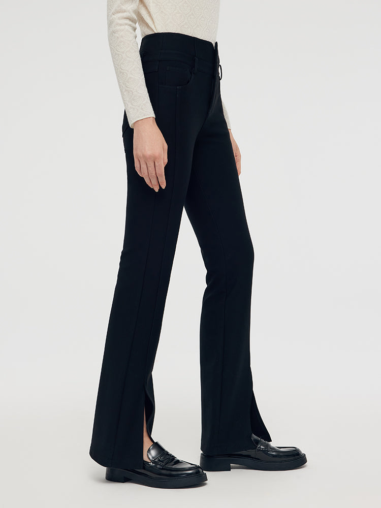 Vika Flared Slit Pant Black