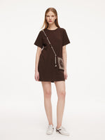 [Preview] Round Neck Women Long T-Shirt With Crossbody Bag GOELIA