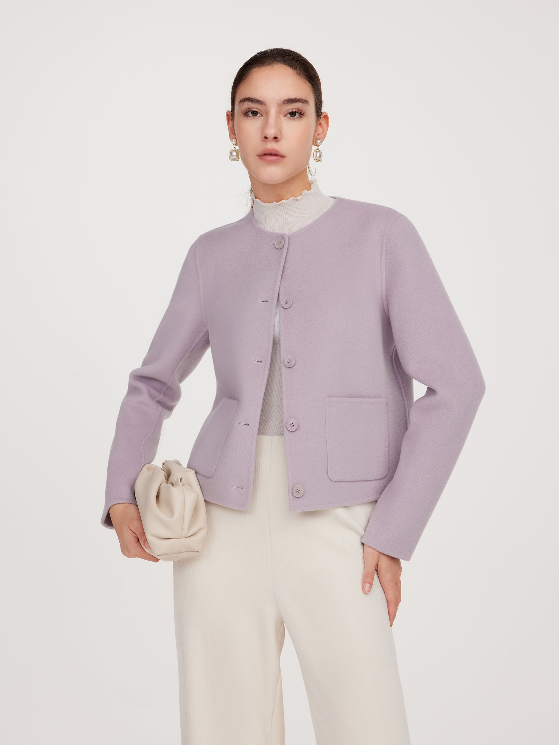 100% Wool Double-Faced Women Cropped Jacket GOELIA