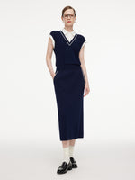 Tencel Blend Mock Layered Knit Top And Skirt Two-Piece Set GOELIA