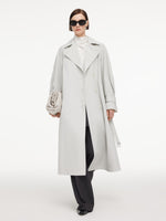Cotton Blend Relaxed H-line Women Belted Long Trench Coat GOELIA