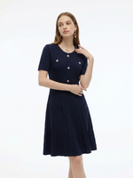 Tencel Blend Gathered Waist Women Textured Midi Dress GOELIA