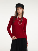 100% Wool Cable Knit Women Sweater GOELIA