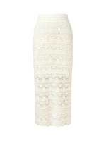 Linen Cotton Blend Women Side Slit Openwork Skirt GOELIA