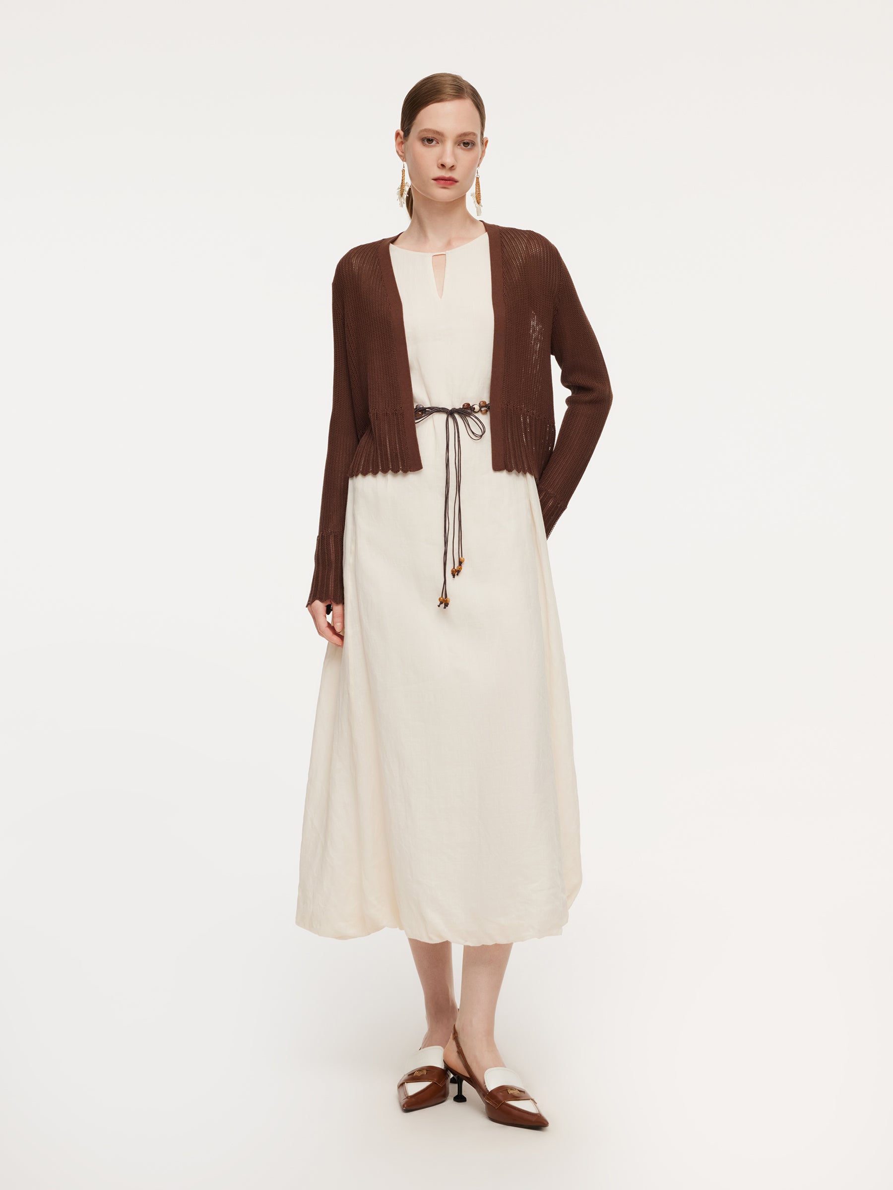 Tencel Mulberry Silk Blend Women Openwork Cardigan GOELIA