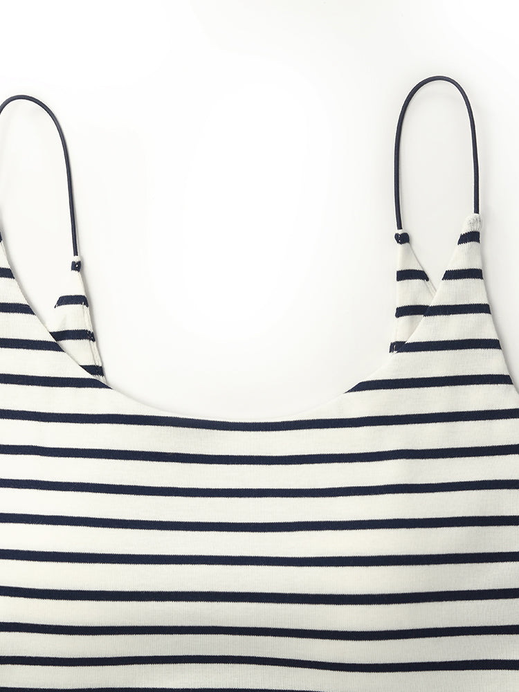 Striped Open Back Camisole With Detachable Bra Pads GOELIA