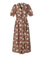 Tencel Blend Floral Print Twist Front Women Maxi Dress GOELIA