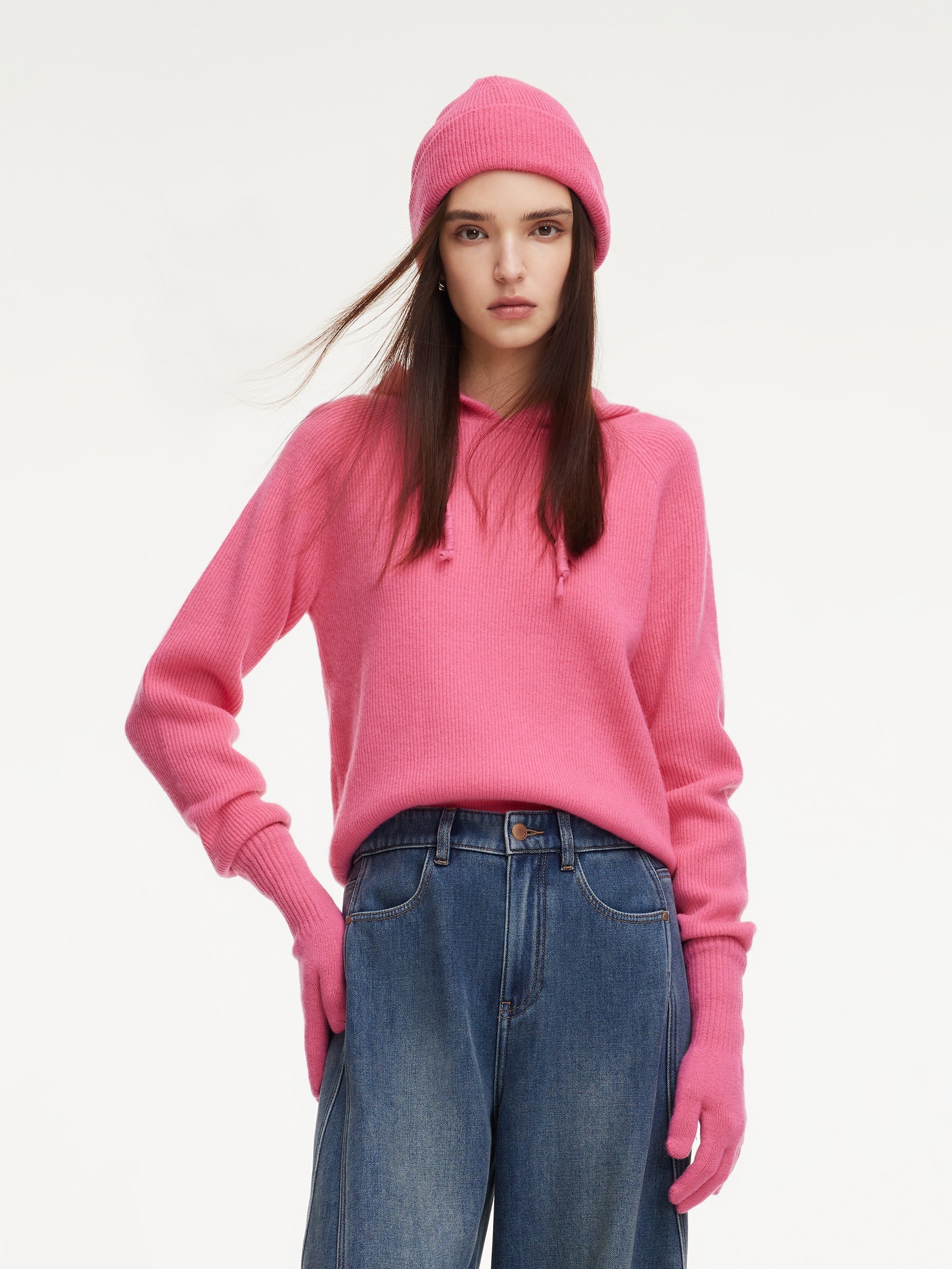 [Preview] 100% Wool Straight Cut Women Knit Hoodie GOELIA