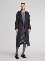 100% Wool Windproof Convertible Collar Women Wrap Overcoat GOELIA
