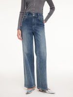 Acetate Blend Denim Rhinestone Women Jeans GOELIA