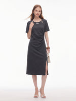 Cut Out Side Twist Women Knit Midi Dress GOELIA