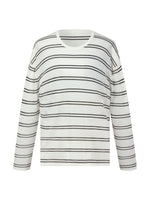Lyocell Mulberry Silk Blend Stripe Women Knit Top GOELIA