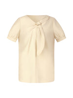 Tencel Acetate Linen Blend Tie Neck Women Blouse GOELIA