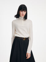 [Preview] Cashmere Wool Blend Convertible High Neck Women Sweater GOELIA