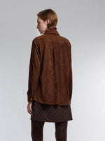 [Preview] Faux Suede Women Shirt With Ribbon GOELIA