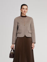 Alpaca Wool Blend Round Neck Women Jacket GOELIA