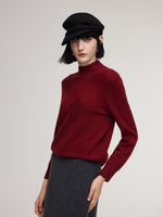 Wool Jacquard Mock Neck Women Sweater GOELIA