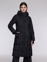 [Preview] Drawstring Waist Hooded Goose Down Overcoat GOELIA