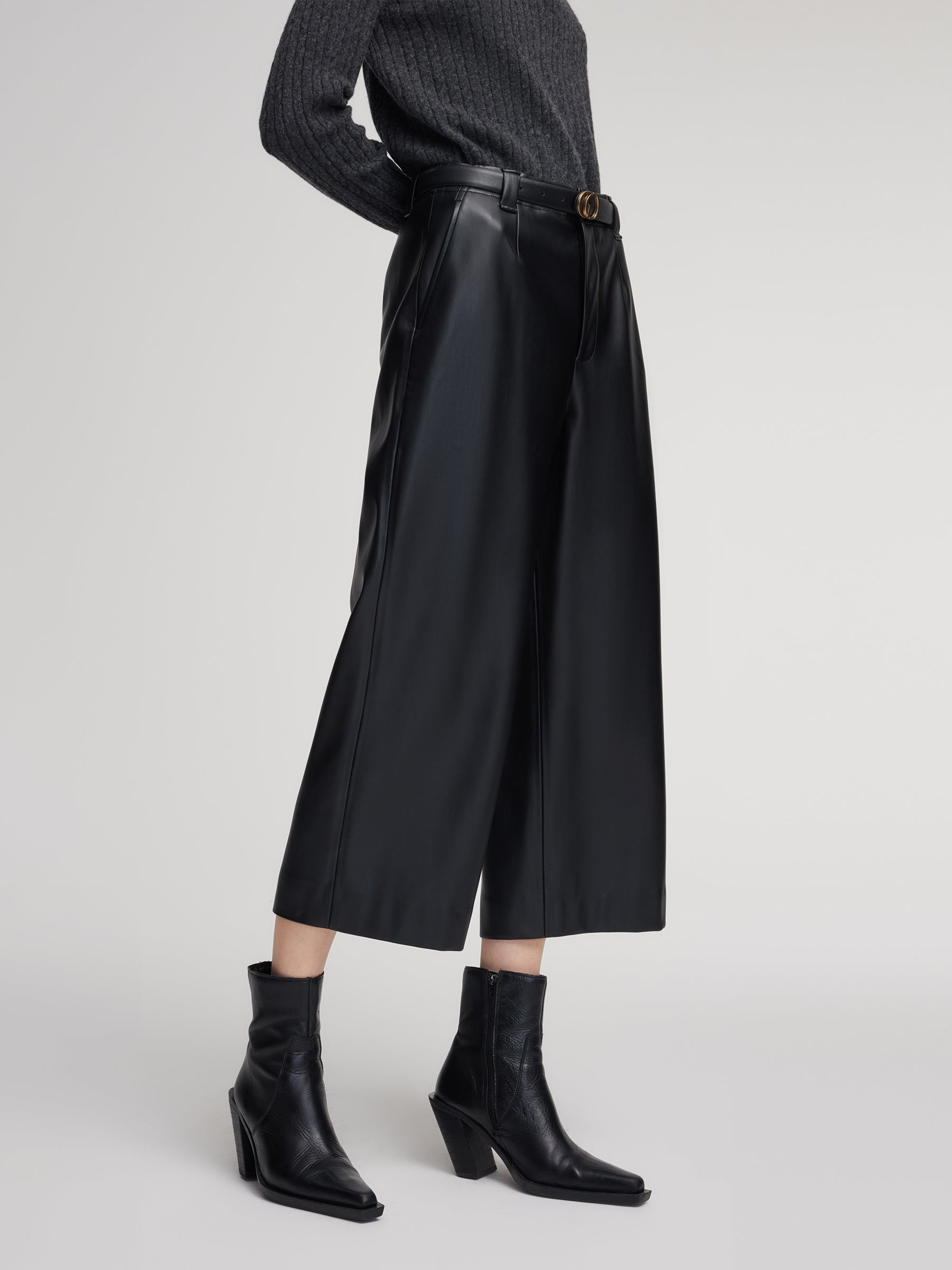 [Preview] PU Leather Wide Leg Women Pants GOELIA