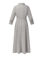 [Preview] Triacetate Blend Women Belted Maxi Shirt Dress GOELIA