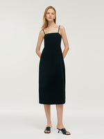 Women Knitted Detachable Spaghetti Strap Midi Dress GOELIA