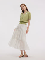 Tencel Blend Butterfly Embroidered Women Knit Top GOELIA