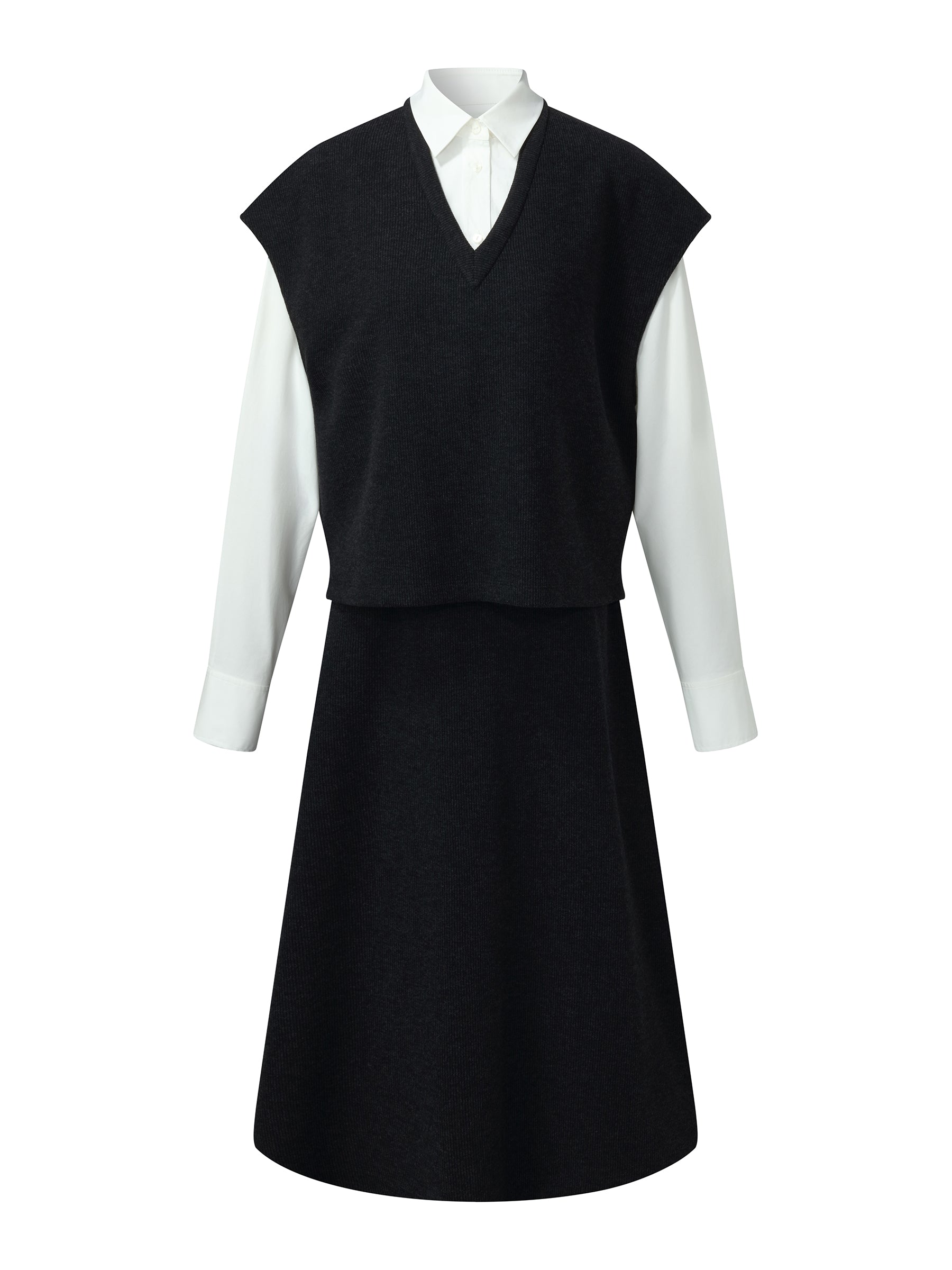 [Preview] Shirt And Knit Tank And Skirt Three-Piece Set GOELIA