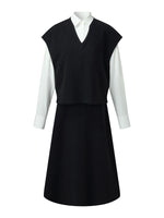 Shirt And Knit Sweater Vest And Skirt Three-Piece Set GOELIA