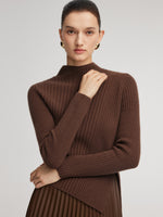 100% Wool Knit Top And PU Leather Skirt Two-Piece Set With Belt GOELIA