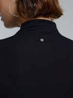 [Preview] Tencel Acetate Silk Blend Women Mock Neck Knit Top GOELIA