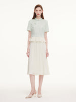 Mandarin Collar Blouse And A-Line Skirt Two-Piece Set GOELIA