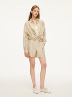 Tencel Acetate Linen Blend Women Sheer Oversized Shirt & Camisole Two-Piece Set GOELIA