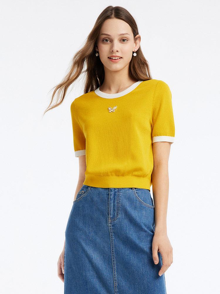 Round Neck Mulberry Silk Top GOELIA