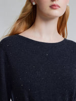 100% Wool Boat Neck Women Knit Mini Dress With Belt GOELIA
