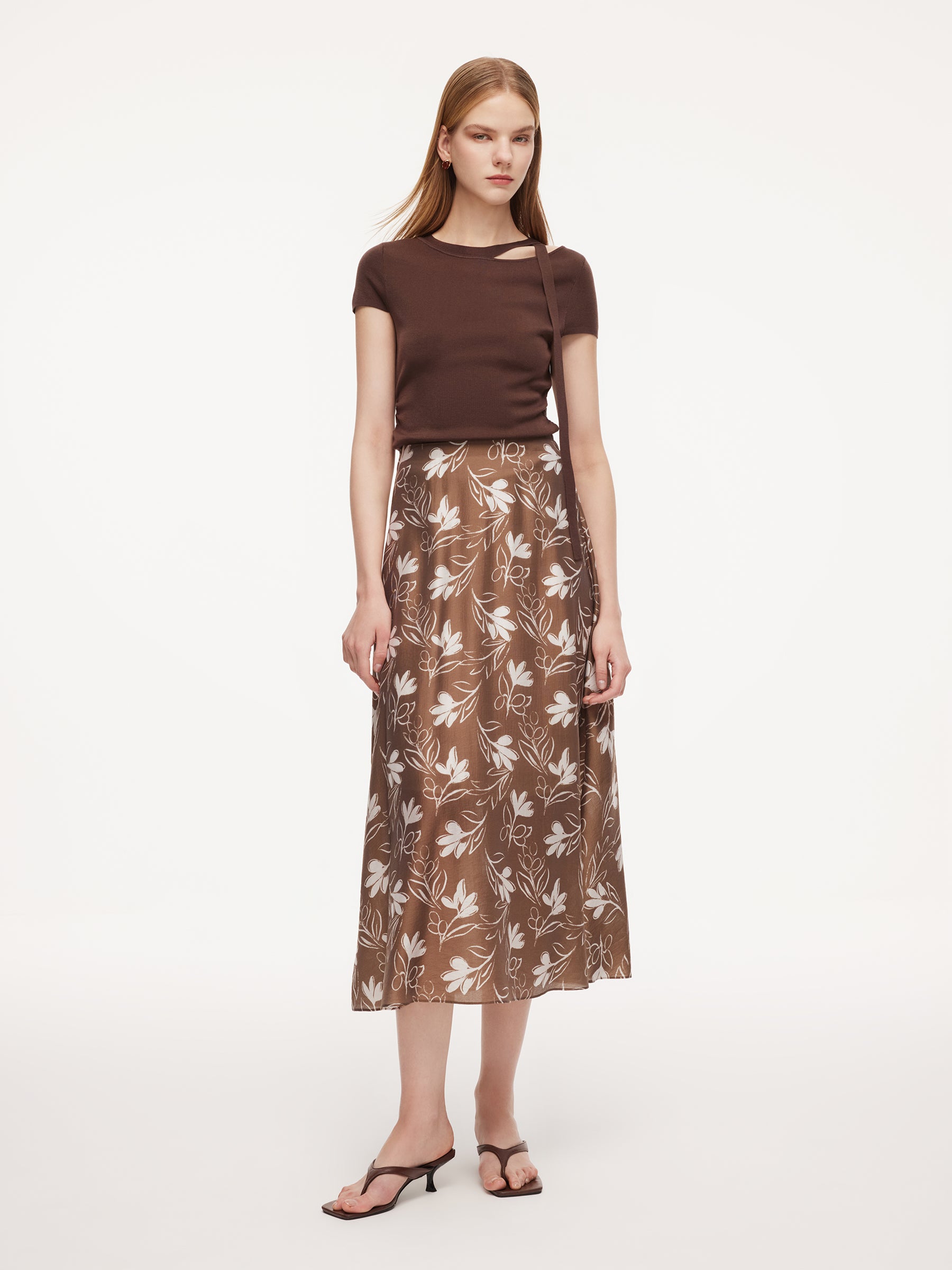 Tencel Blend Floral Print Women Skirt GOELIA