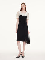 Color Block Square Neck Women Knit Mini Dress GOELIA