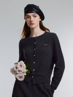 [Preview] 100% Wool Rhinestone Cardigan And Skirt Two-Piece Set GOELIA