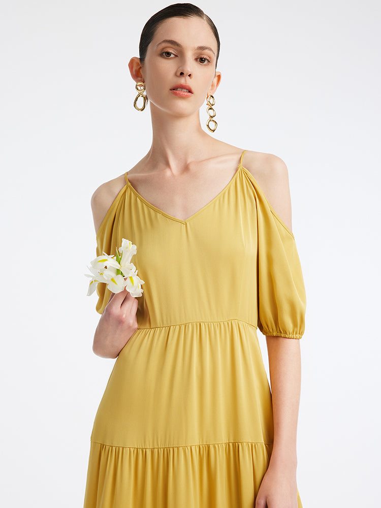 22MM Silk Off-Shoulder Tiered Dress GOELIA