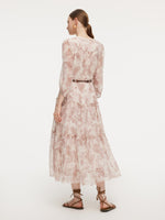 10MM Mulberry Silk Paisley Print Women Maxi Dress With Two Self-Tie Belts GOELIA