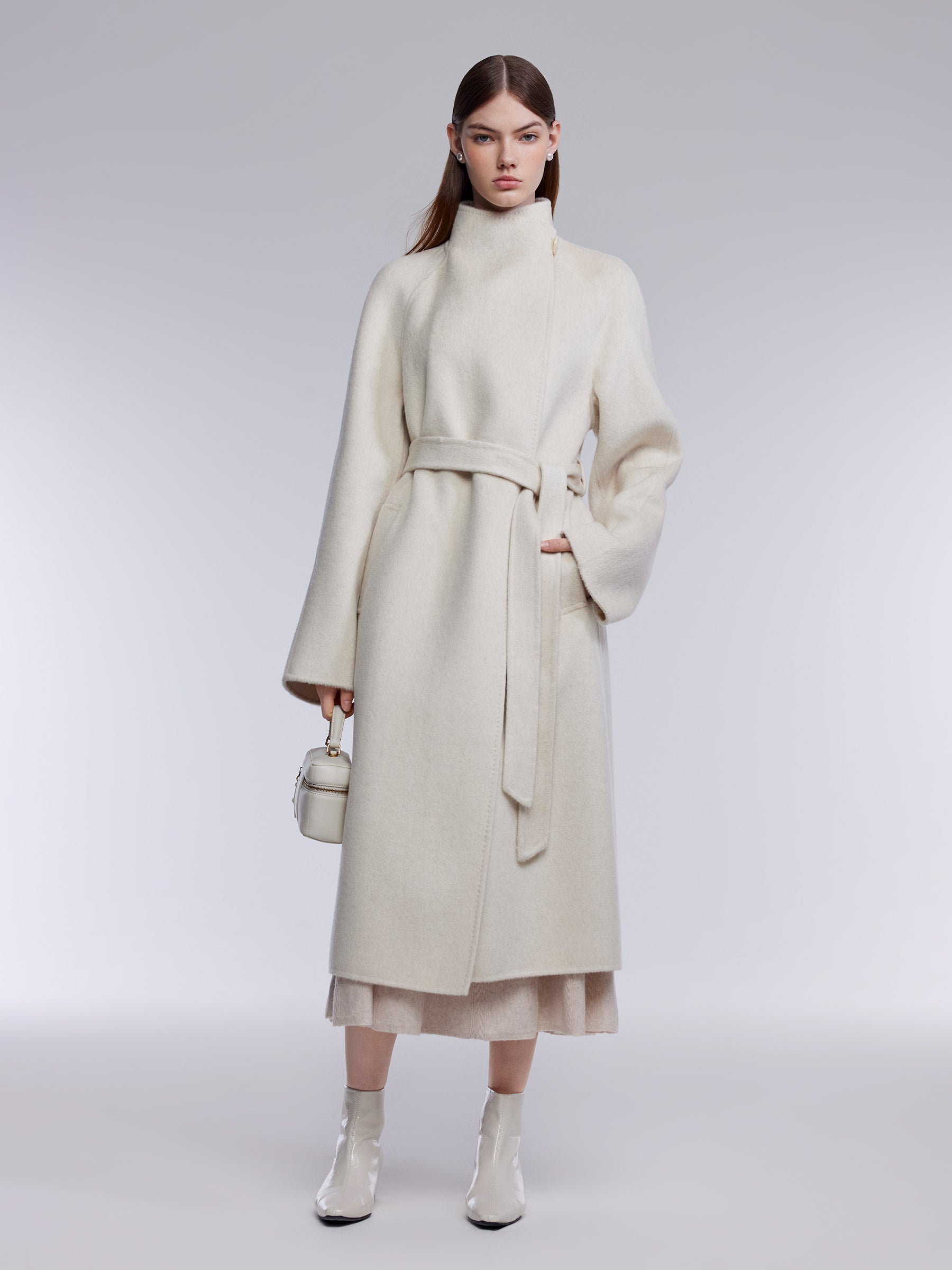 [Preview] Camel Hair Wool Silk Blend Double-Faced Women Wrap Overcoat GOELIA