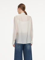 Ribbon Neck Women Shirt With Knit Camisole GOELIA